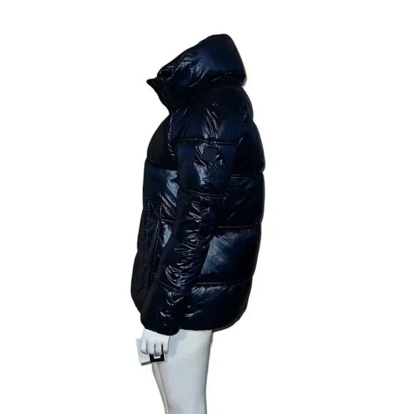 Kenneth Cole Hidden-Hood Quilted Puffer Coat Sapphire Blue Small New - Picture 4 of 9